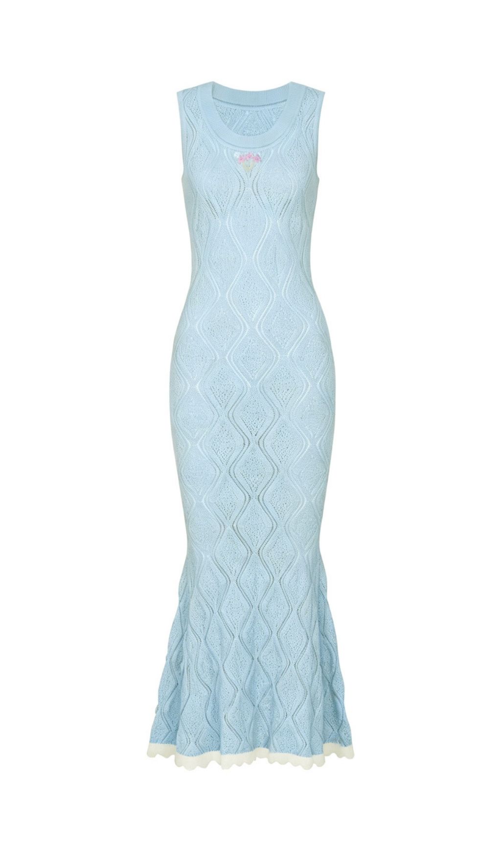 Fashionslee Women Madelynn Blue Sleeveless Knit Midi Dress