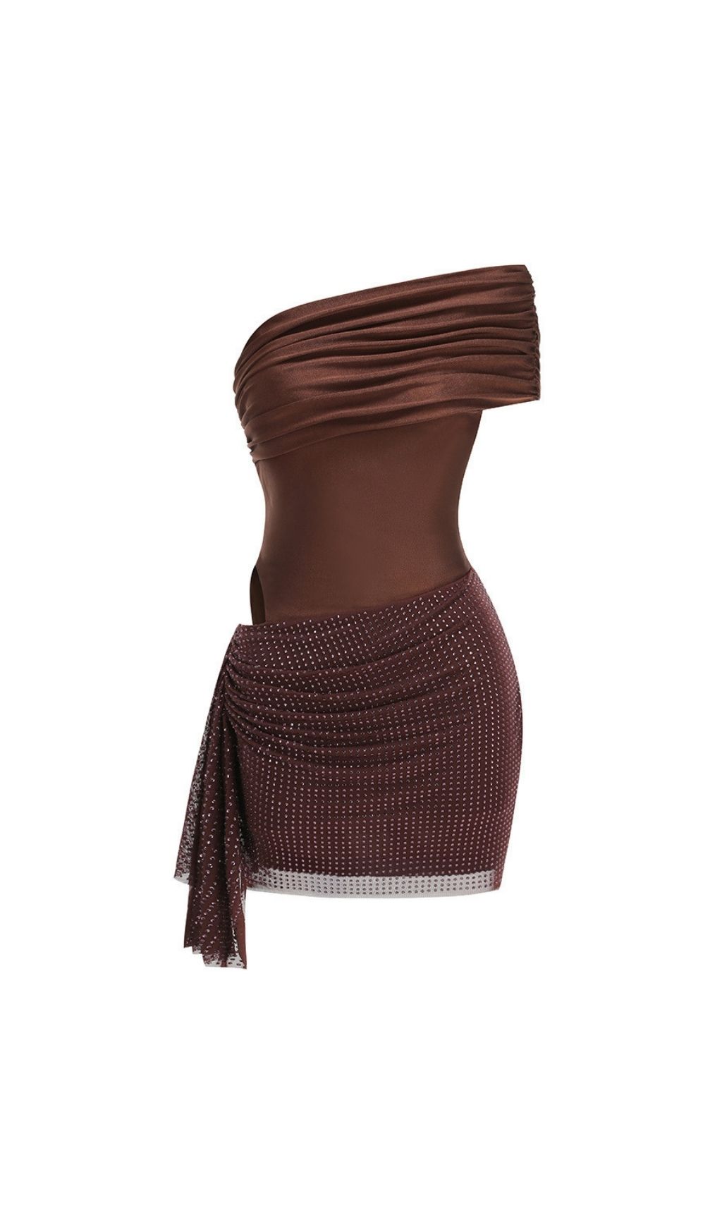 Harlora One Shoulder Crystal Cutout Mini Dress - OWNCI Harlora One Shoulder Crystal Cutout Mini Dress - OWNCI