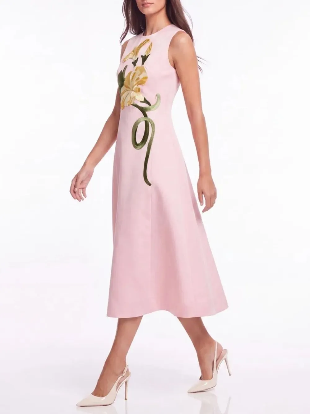 Daryne Sleeveless Flower Midi Dress