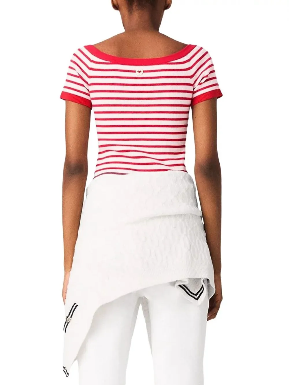 Striped Knit Boat Neck Top - OWNCI