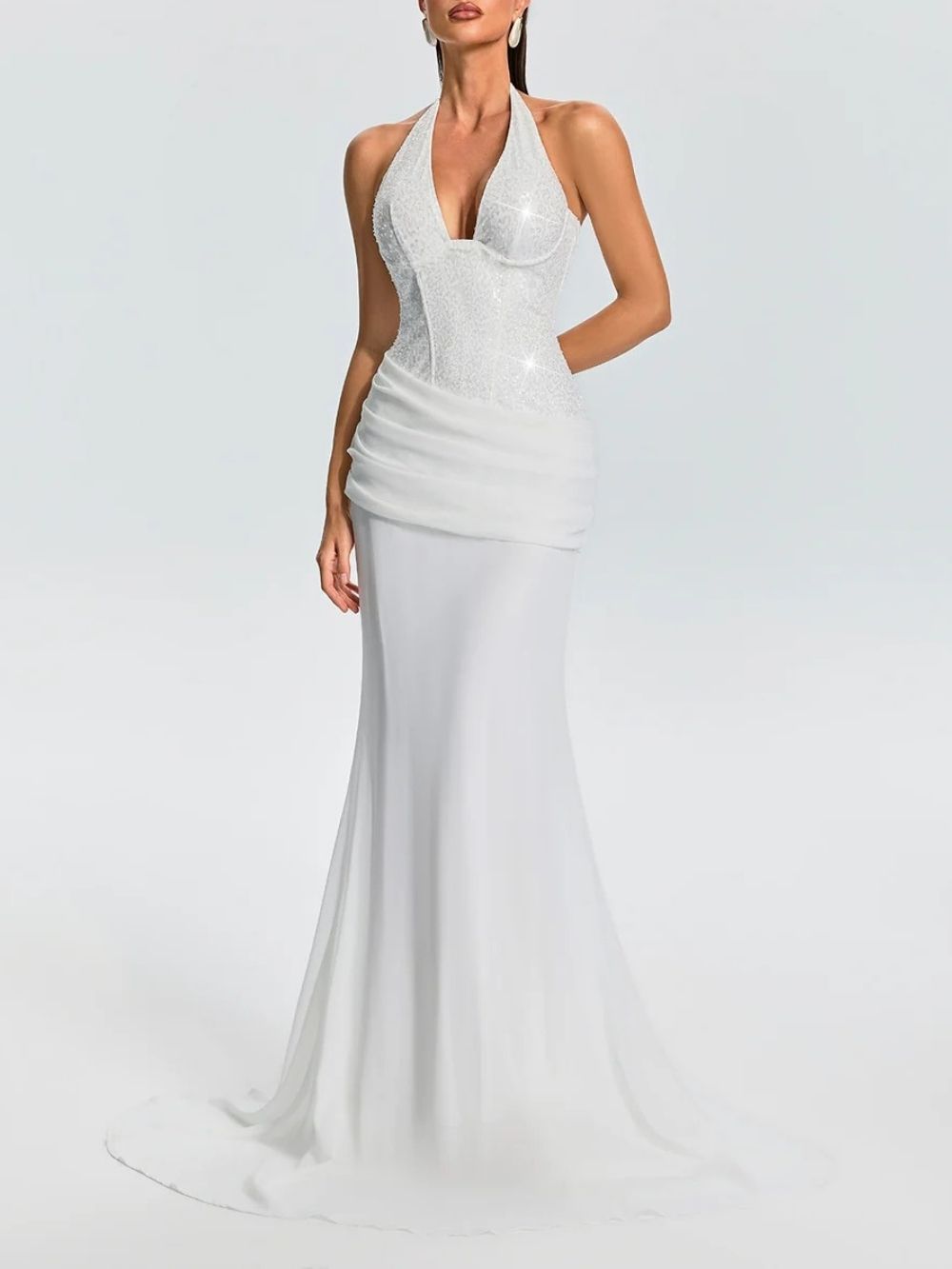 130e61cec54bbfd6cd6d91ed01b515db Fantasia Halterneck Sequin Maxi Dress