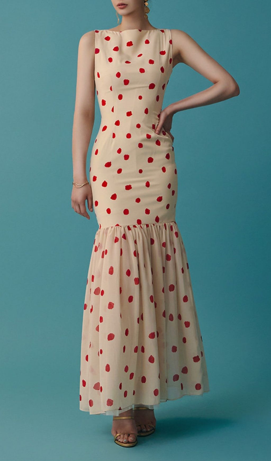Fashionslee Women Lilit Sleeveless Dot Maxi Dress