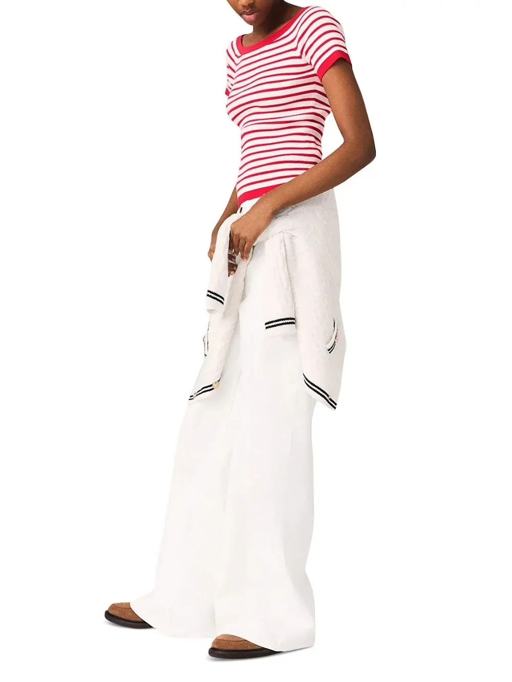 Striped Knit Boat Neck Top - OWNCI Striped Knit Boat Neck Top - OWNCI