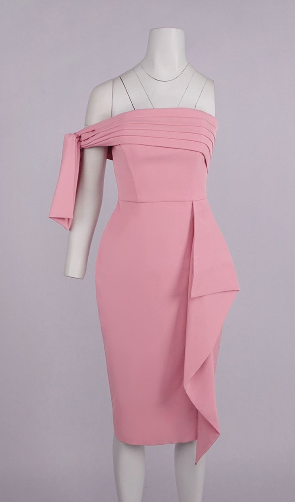 Laurentia Pink One-Shoulder Mini Cocktail Dress - pink mini dress by OWNCI