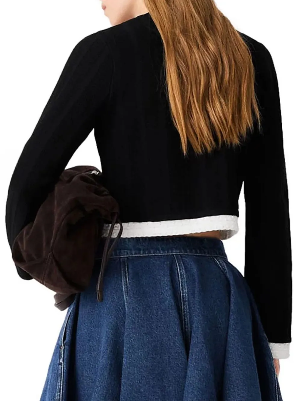 Contrast Trim Long Sleeve Cardigan - OWNCI
