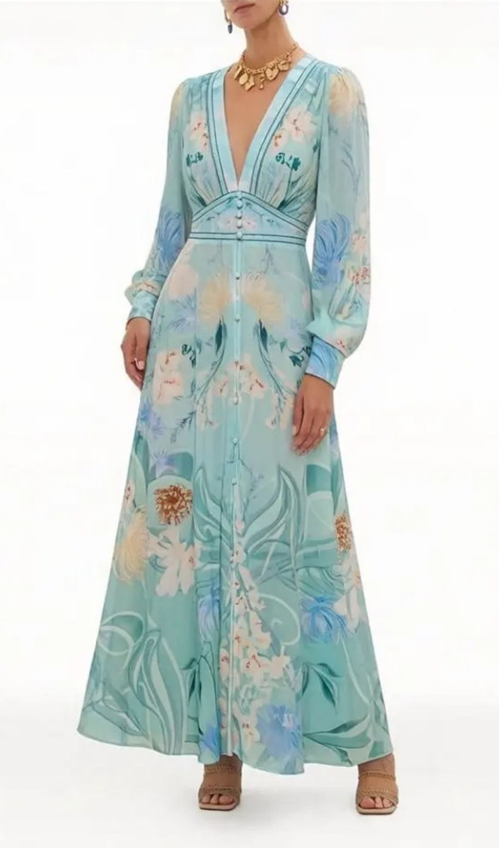 Zanna Silk Floral V-Neck Maxi Dress