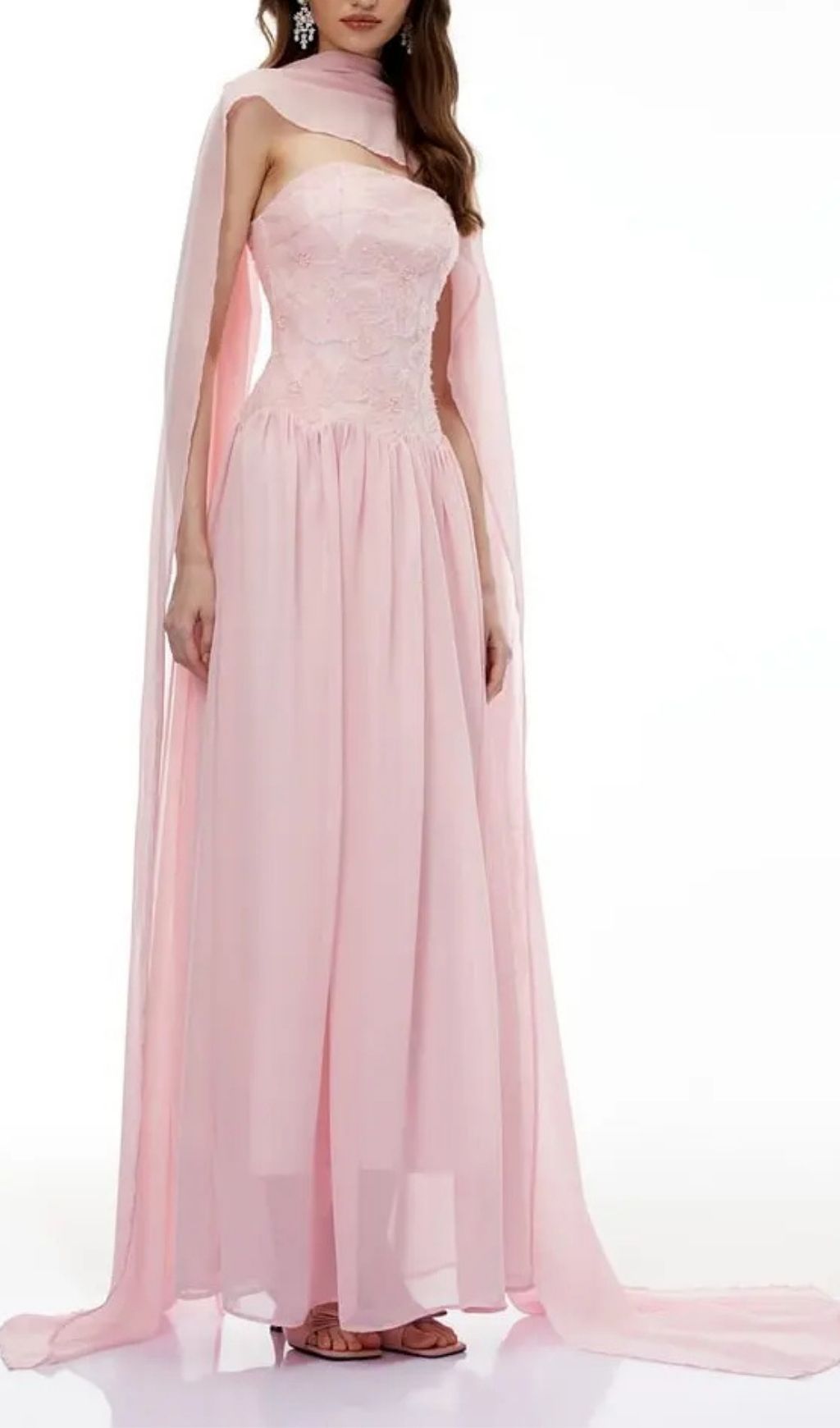 17dc80cd620ecd5afefe5aae0e9b4eb1 Rebecca Pink Floral Embroidered Pleated Maxi Dress