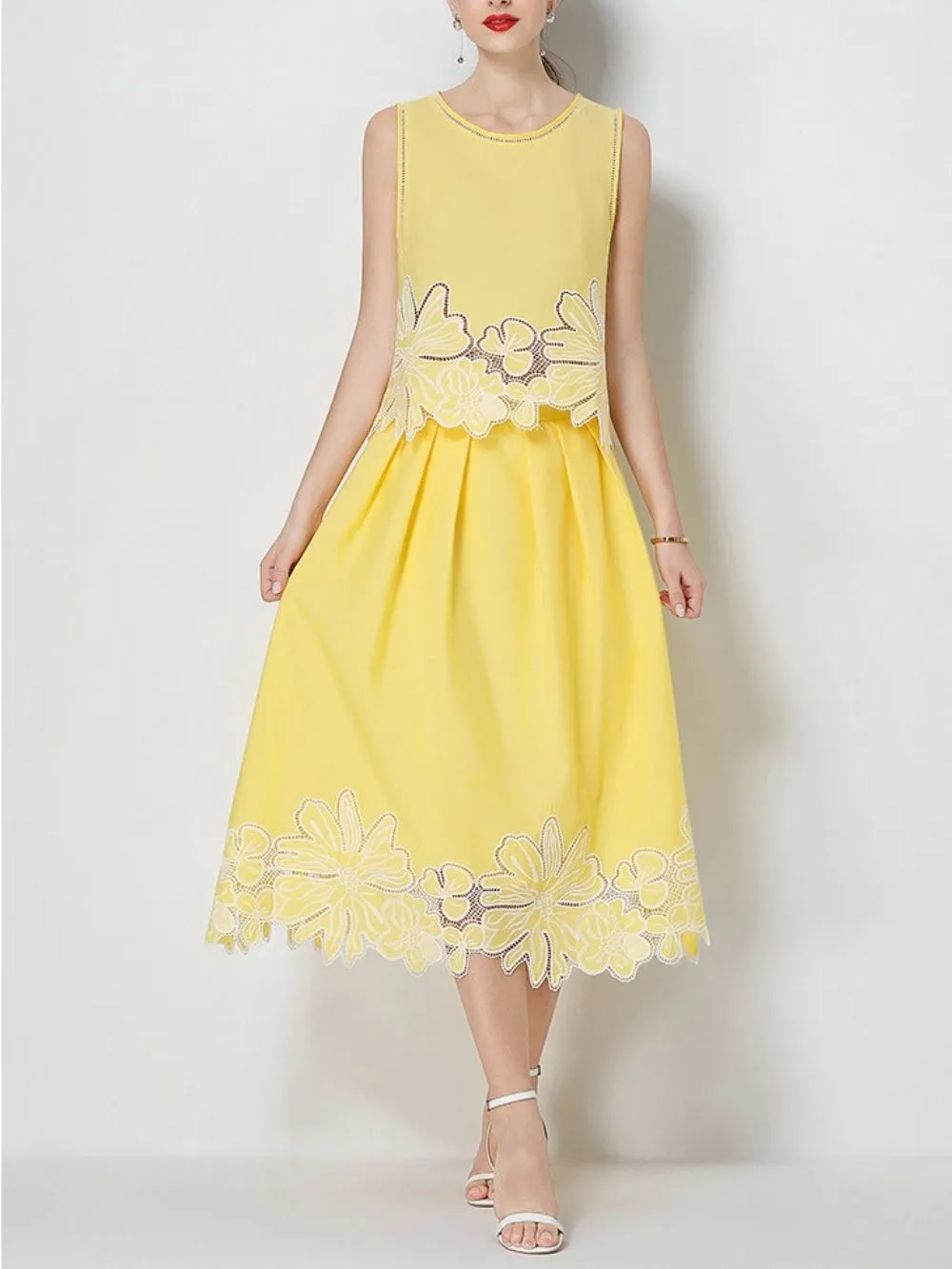 Mahlia Yellow Flower Two-Piece Set - OWNCI