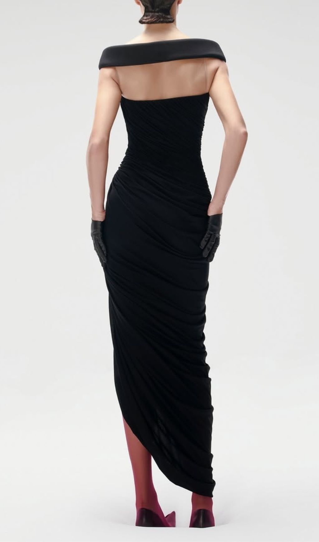Lavin Black One-Shoulder Ruched Maxi Dress - black, textured maxi dress by OWNCI