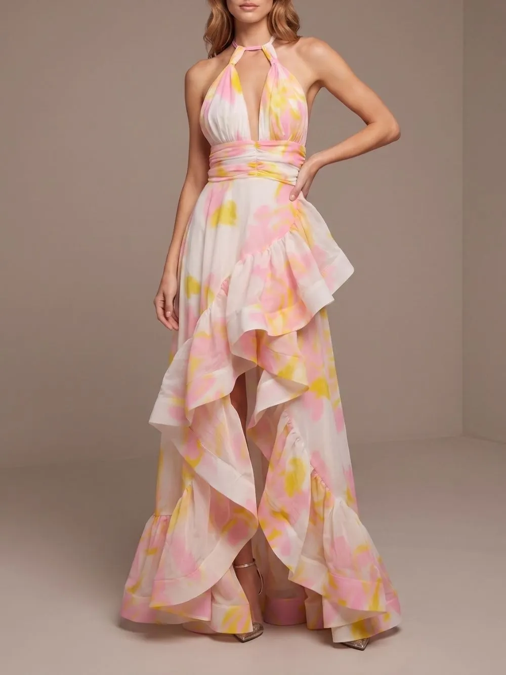 Malha Halter Printed Maxi Dress - OWNCI