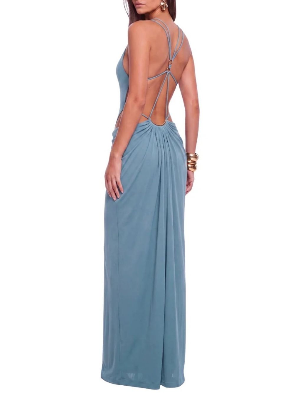 Lorysa Backless Cutout Maxi Dress In Blue - OWNCI