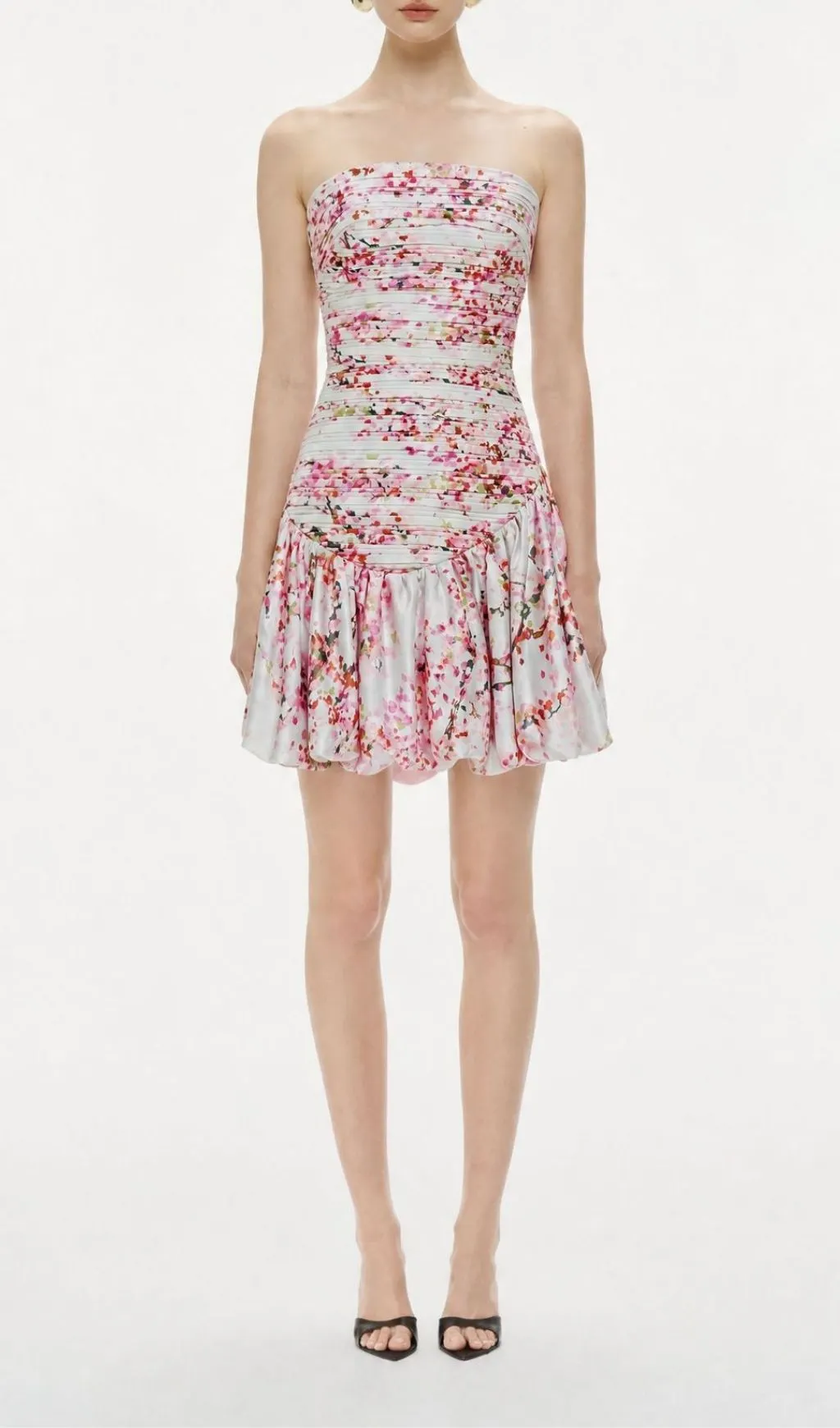 Fashionslee Women Madalyn Strapless Floral Pleated Mini Dress
