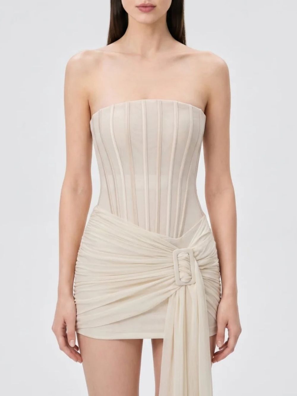 Fashionslee Women Lindley Strapless Corset Ruched Mini Dress