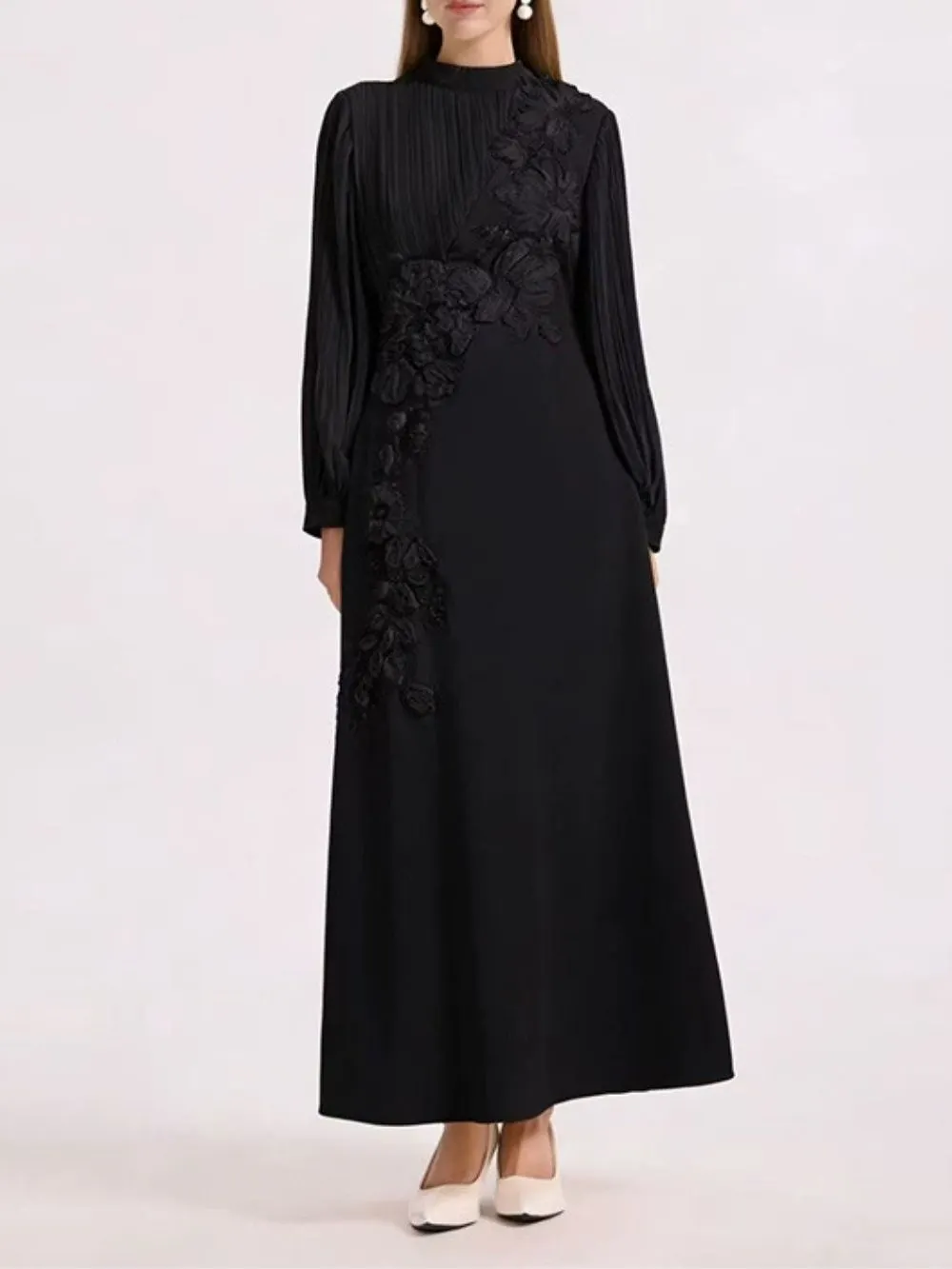 1a184b9d1274c3a4206be9dd3d85b887 Mahsa Flower Long Sleeve Maxi Dress
