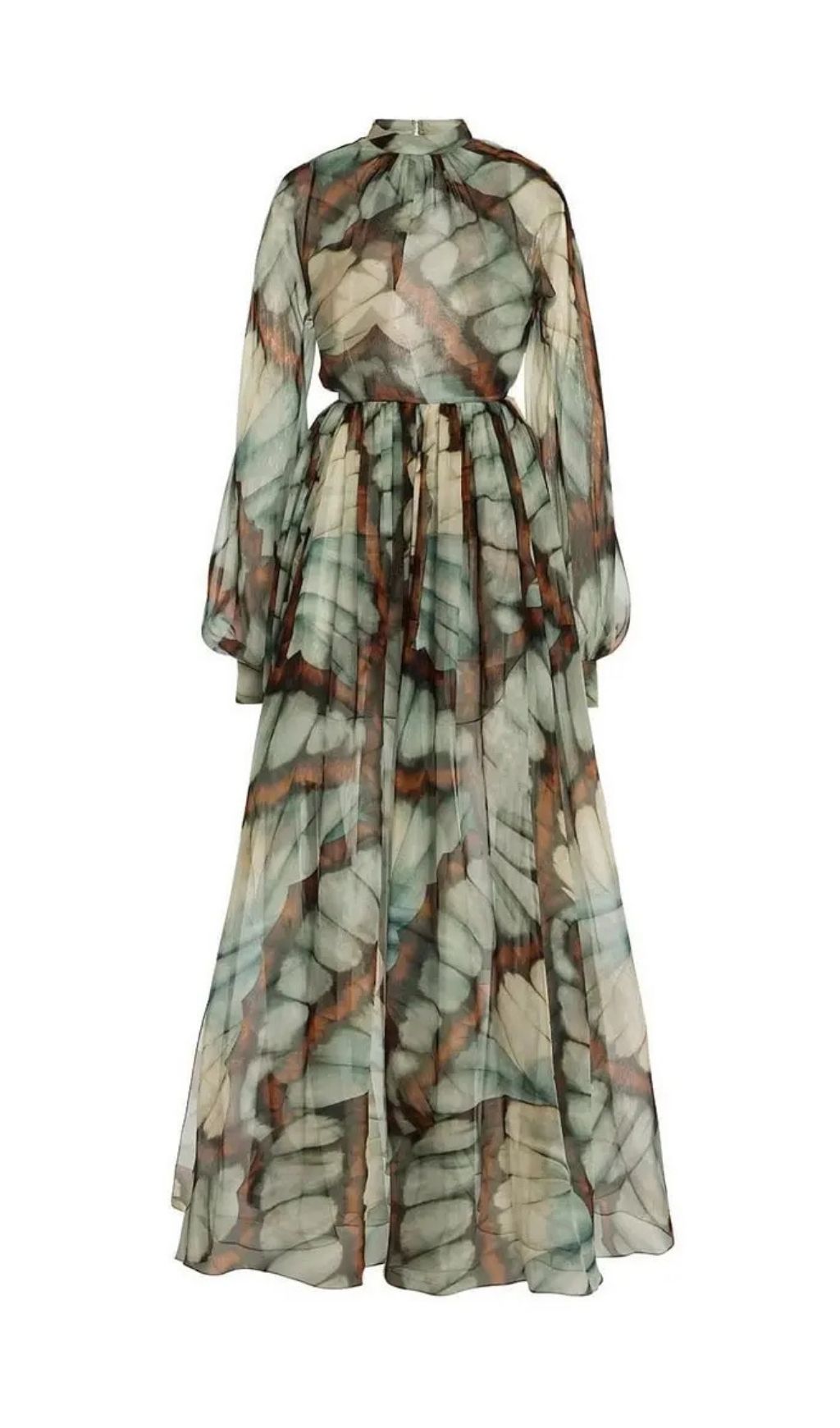 Abstract Butterfly Print Chiffon Maxi Dress