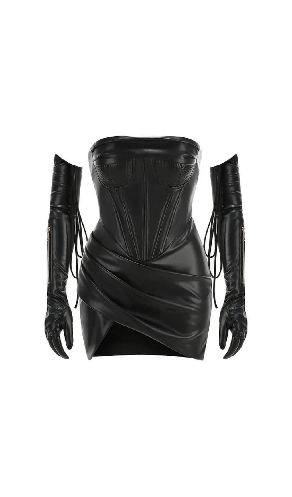 1a904d2f6f14387c9e241dc7ccf6486a Pu Strapless Pleated Irregular Hem Mini Dress - Black