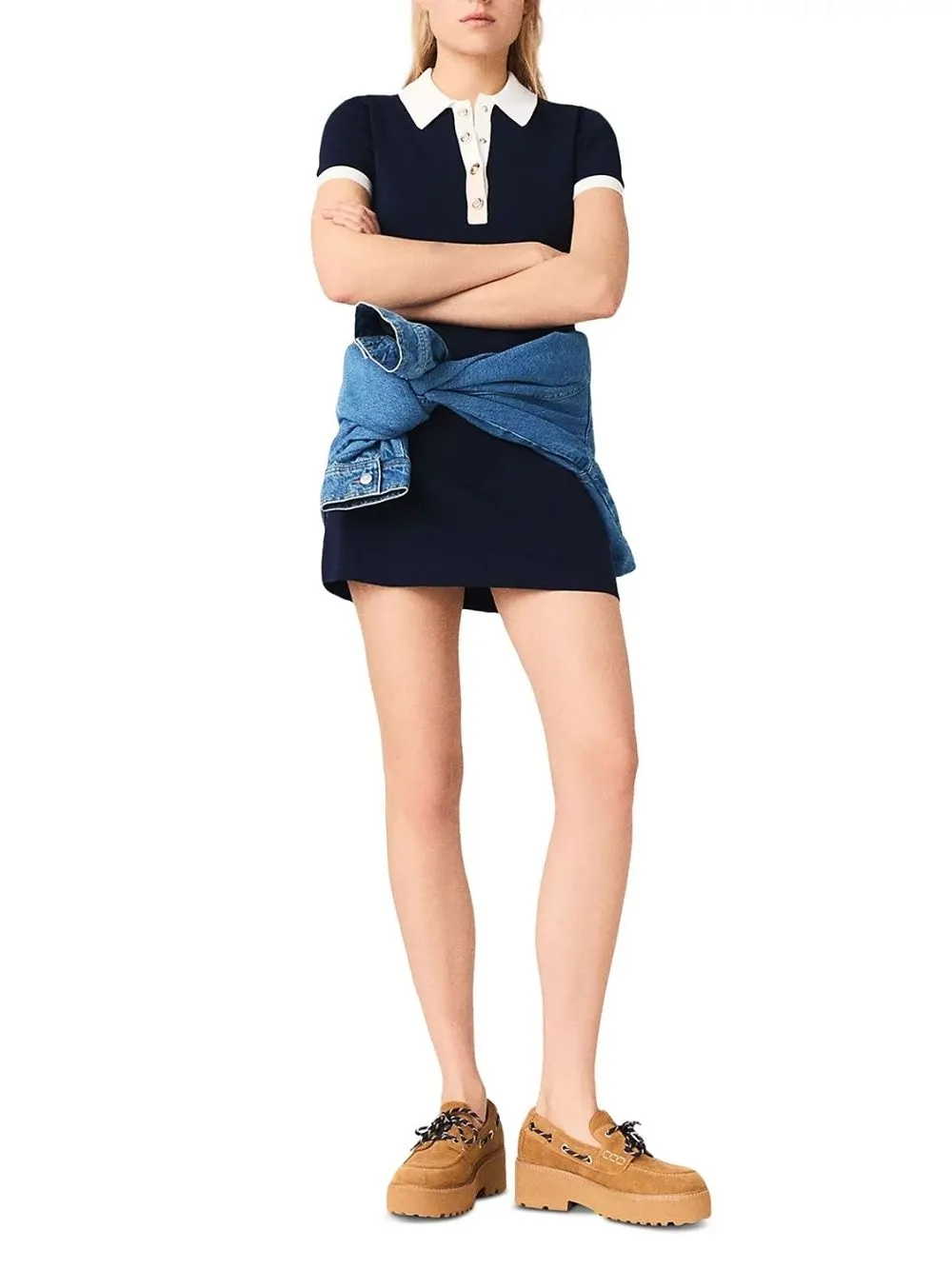 Contrast Trim Polo Dress