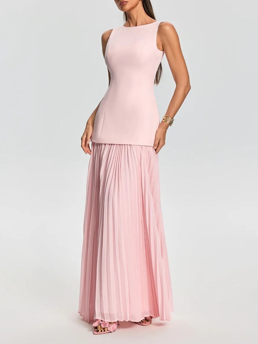 1b1878ced7b7790b79a50c7ed3c9eb00 Pavixor Sleeveless Pleated Maxi Dress