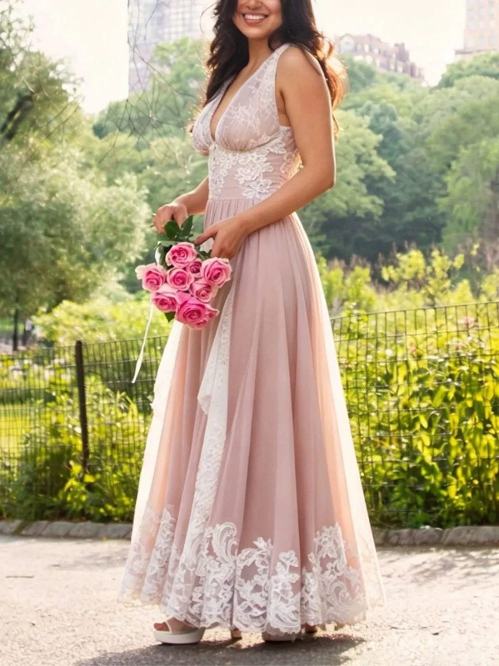 Mandara Pink Lace Maxi Dress - OWNCI Mandara Pink Lace Maxi Dress - OWNCI