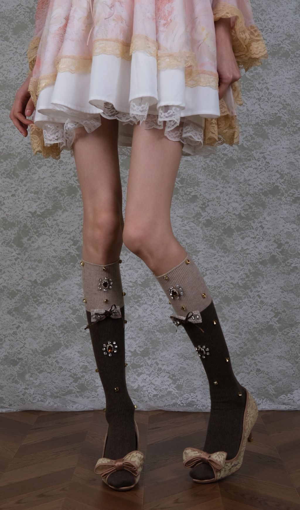 Diamante Embellished Bow Stockings