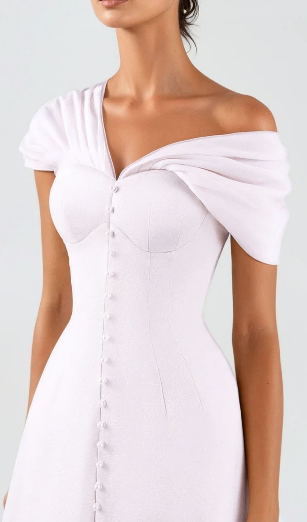 Luzasa Off Shoulder Buttoned Mini Dress - Pink