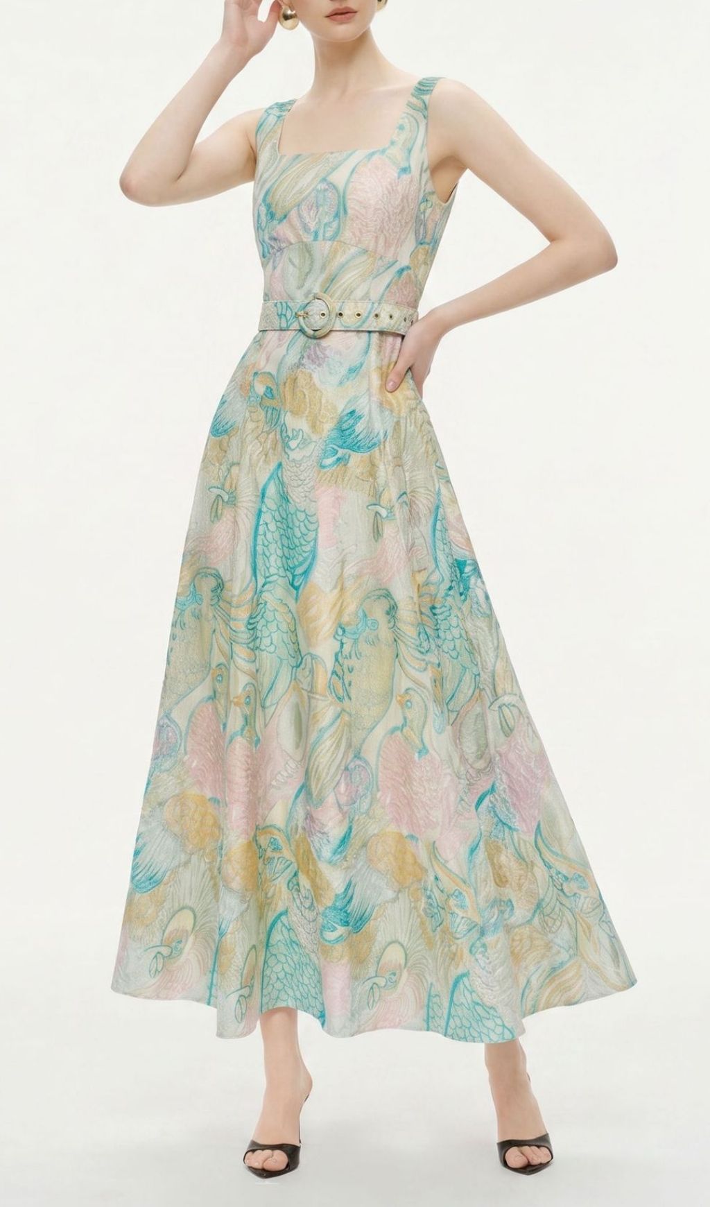 Fashionslee Women Macklyn Printed Midi Dress With Belt