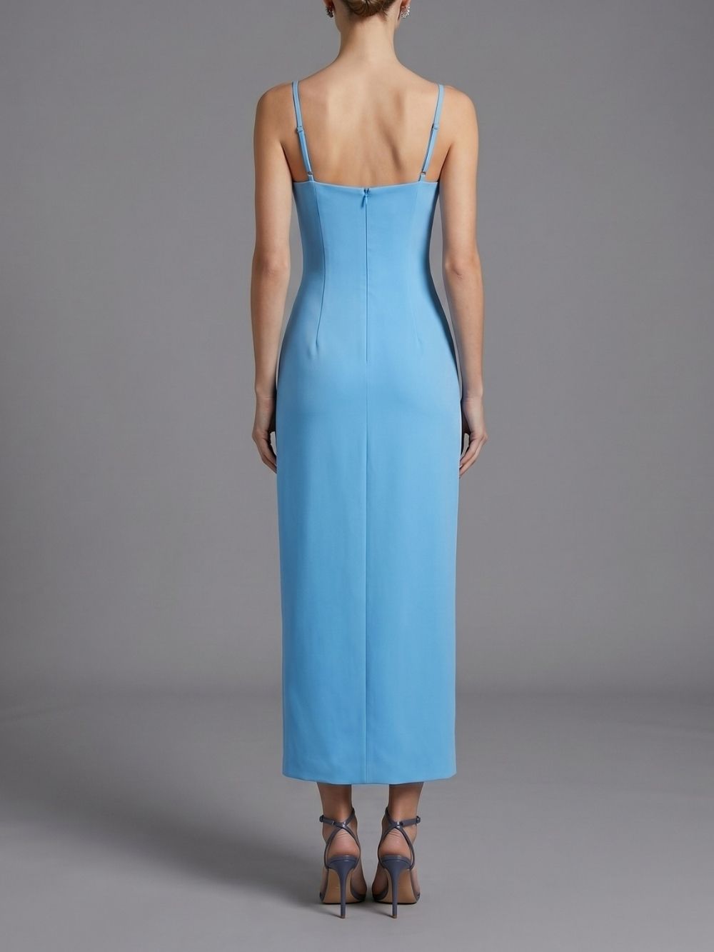 Maiara Blue Flower Embellished Midi Dress - OWNCI