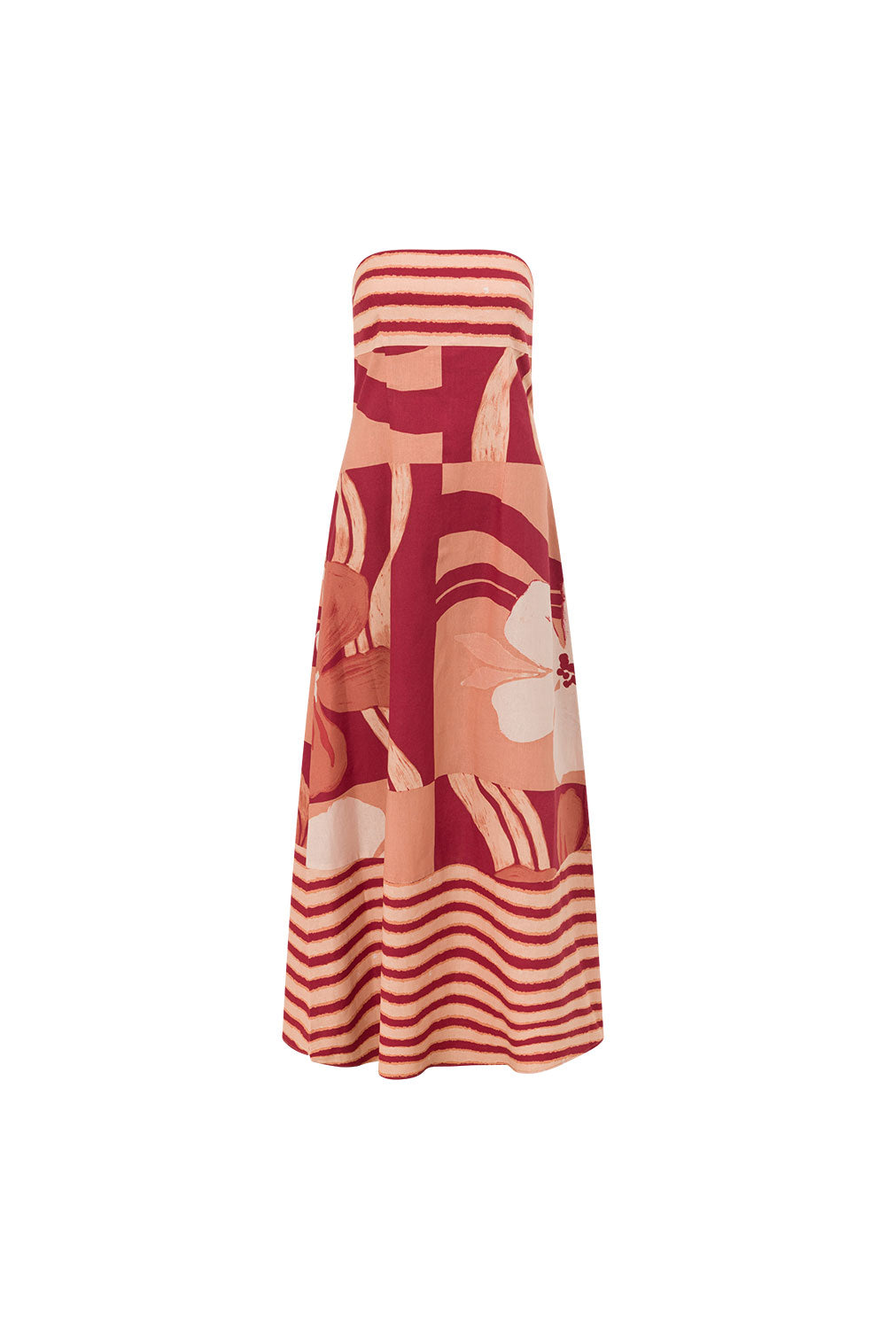 1d75cb9bf73490f229c9f6d16b78951d Strapless Color Block Striped Print Flowy Lightweight Maxi Dress
