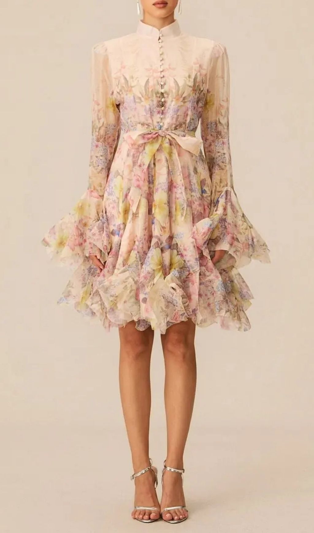 Lana Long Sleeve Chiffon Floral Mini Dress