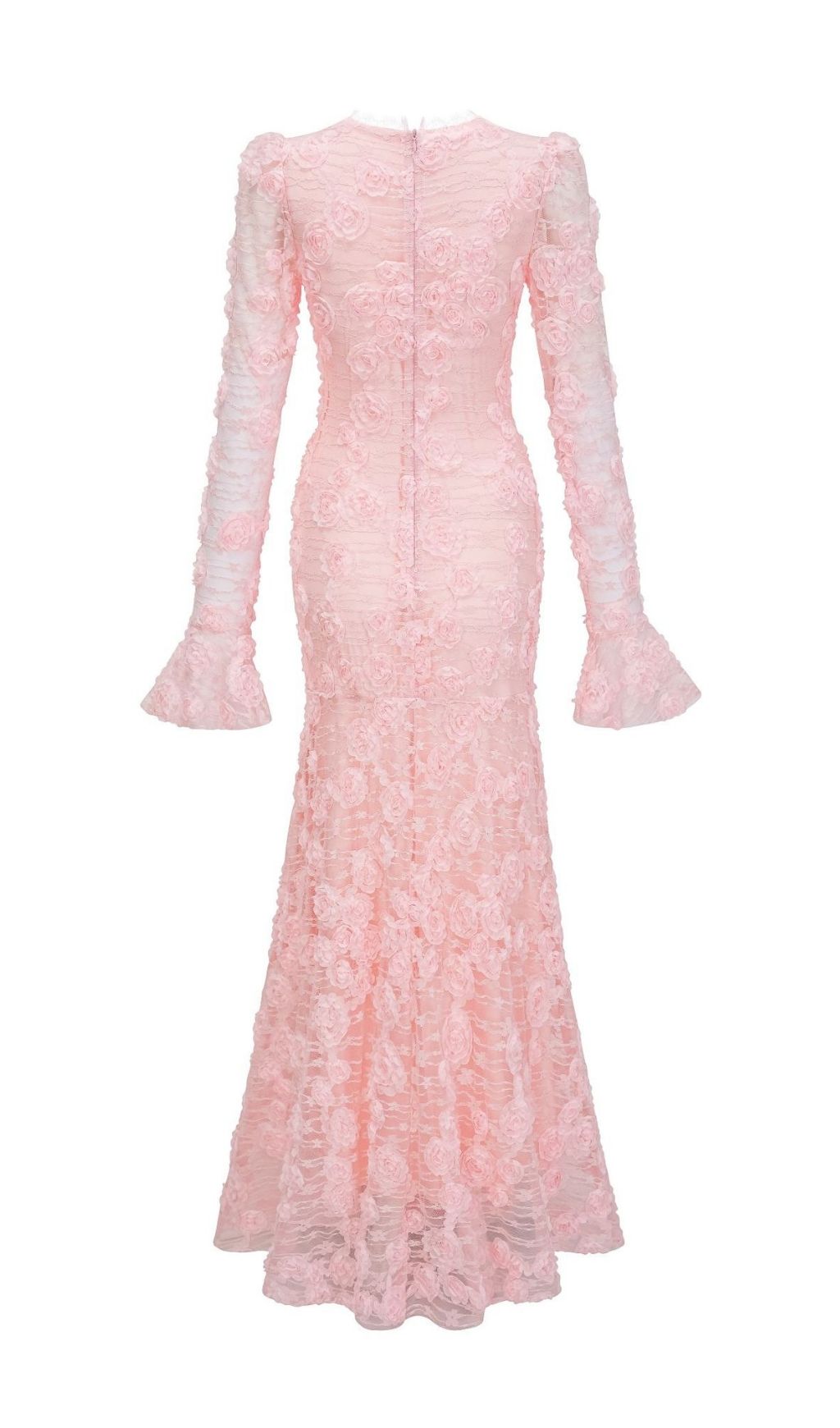 Tracy Pink 3D-Floral Embroidered Lace Maxi Dress - OWNCI