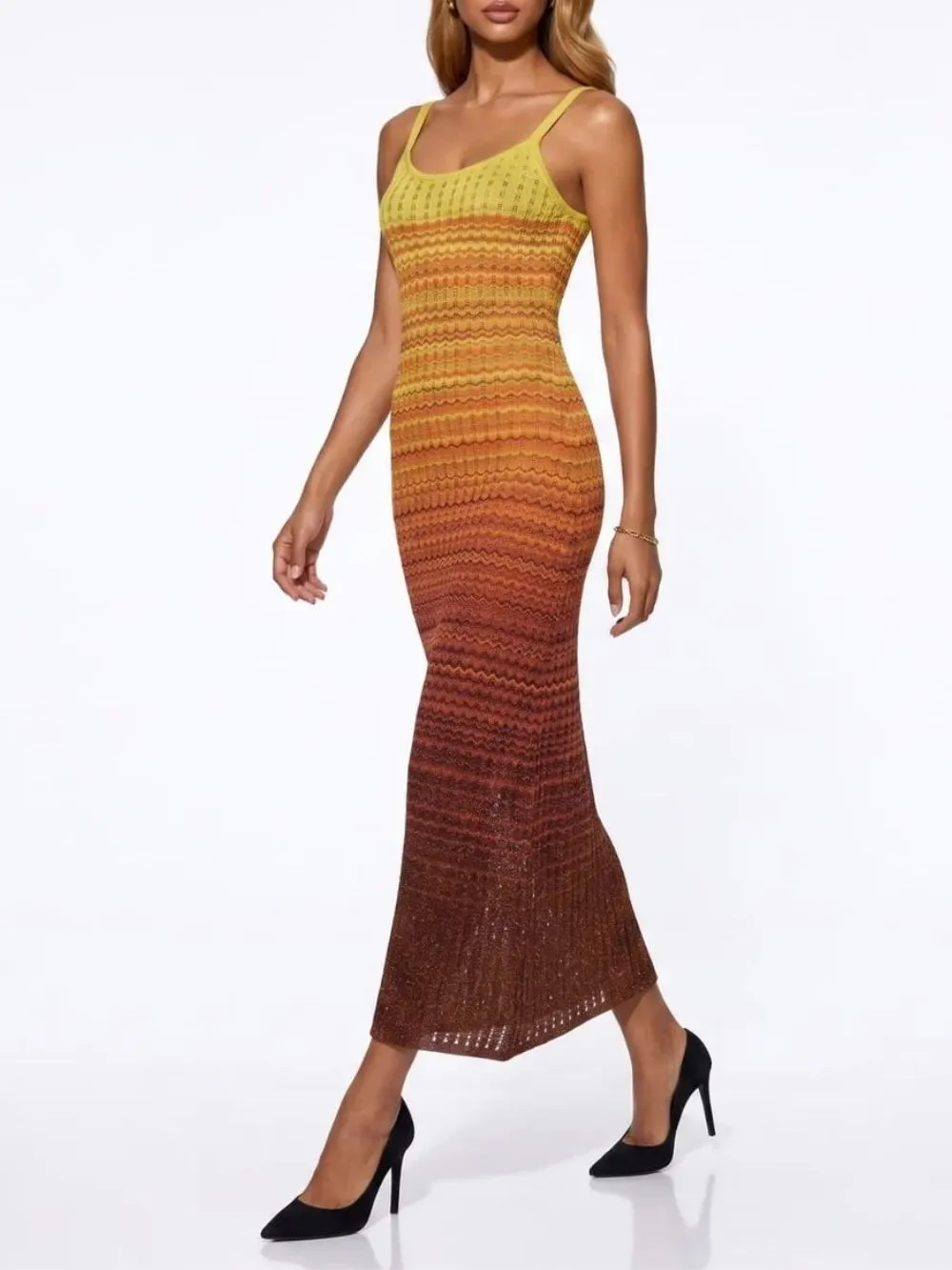 1dad45225f20f7e68127f93ca89e1717 Calyther Sleeveless Ombre Knitted Maxi Dress