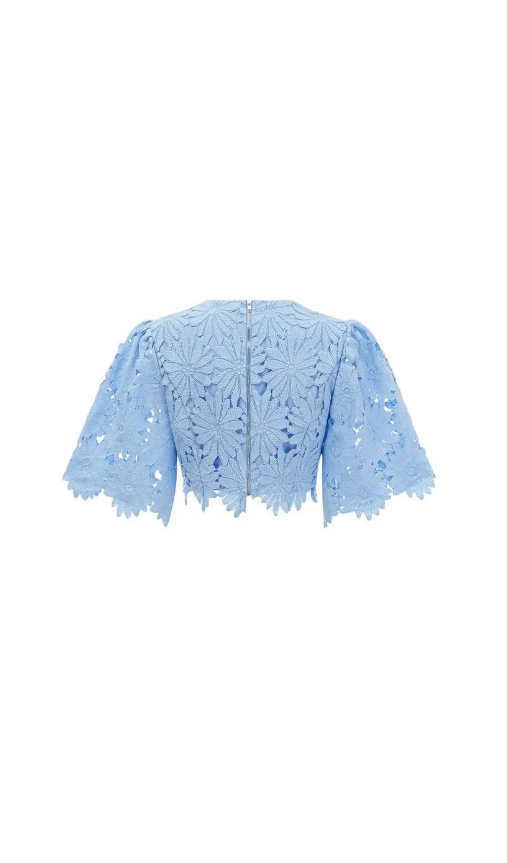 Penny Openwork Floral Lace Blouse Maxi Skirt Set - Blue