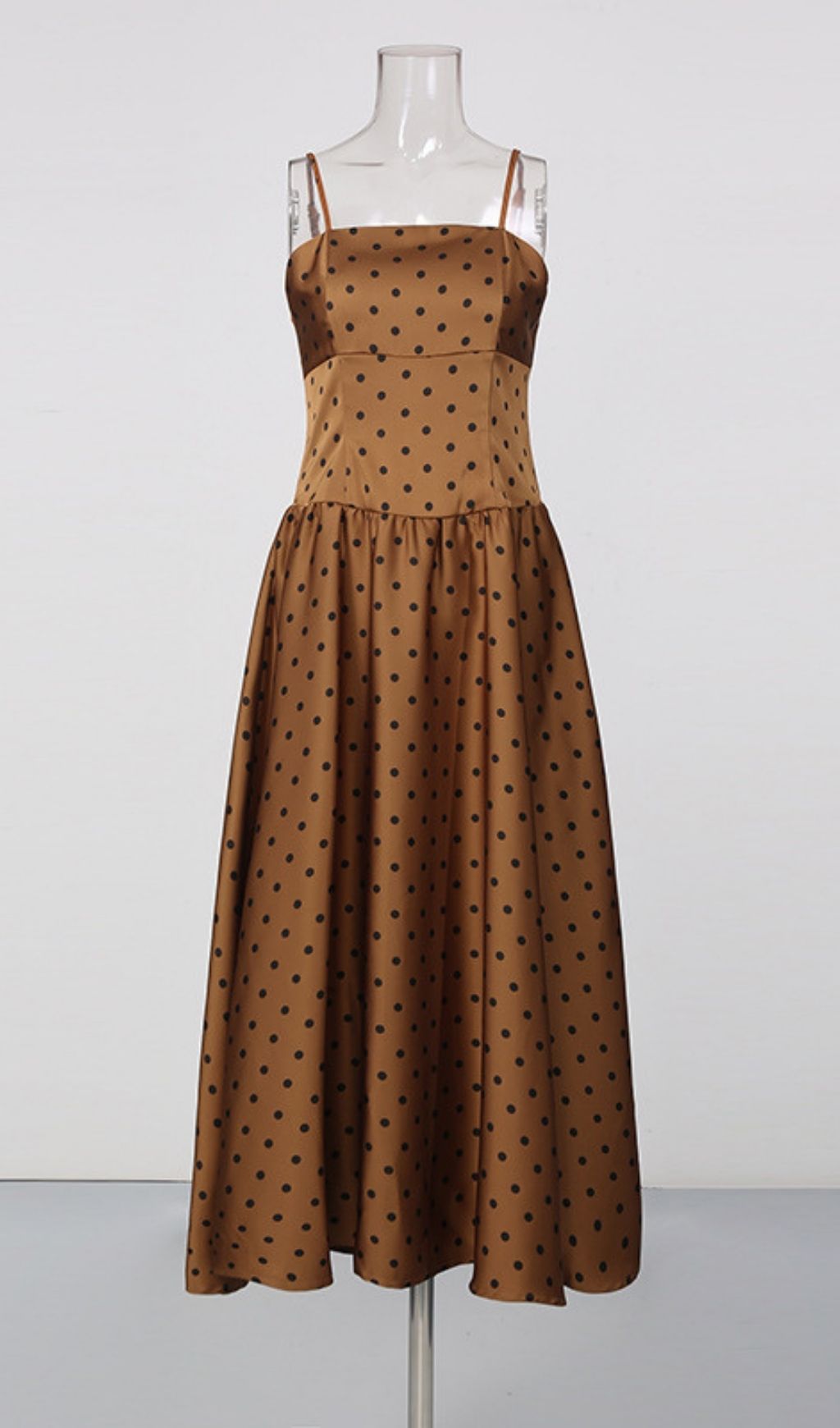 Fashionslee Women Magola Brown Strappy Dot Maxi Dress