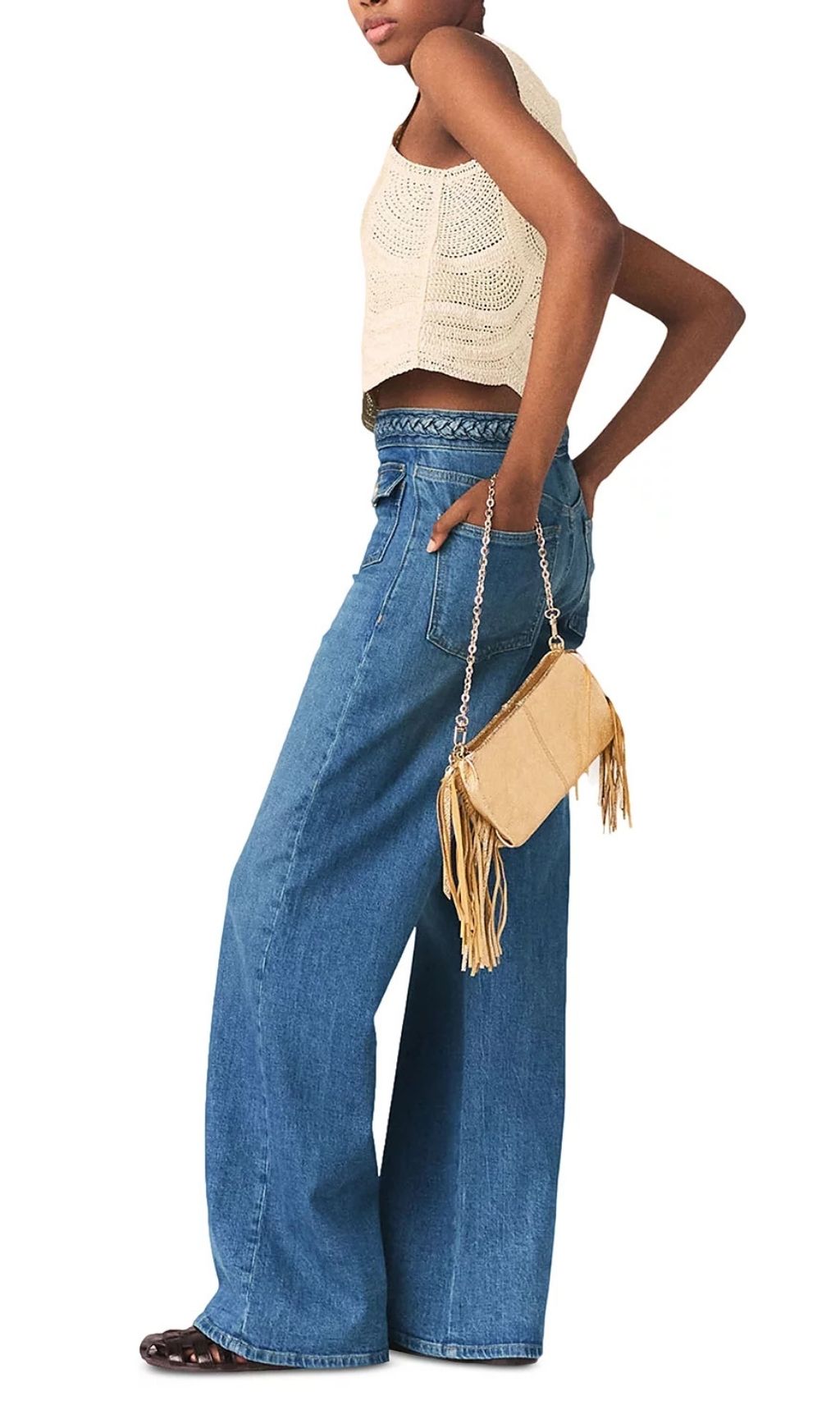 Fashionslee Women Sleeveless Crochet Knit Top