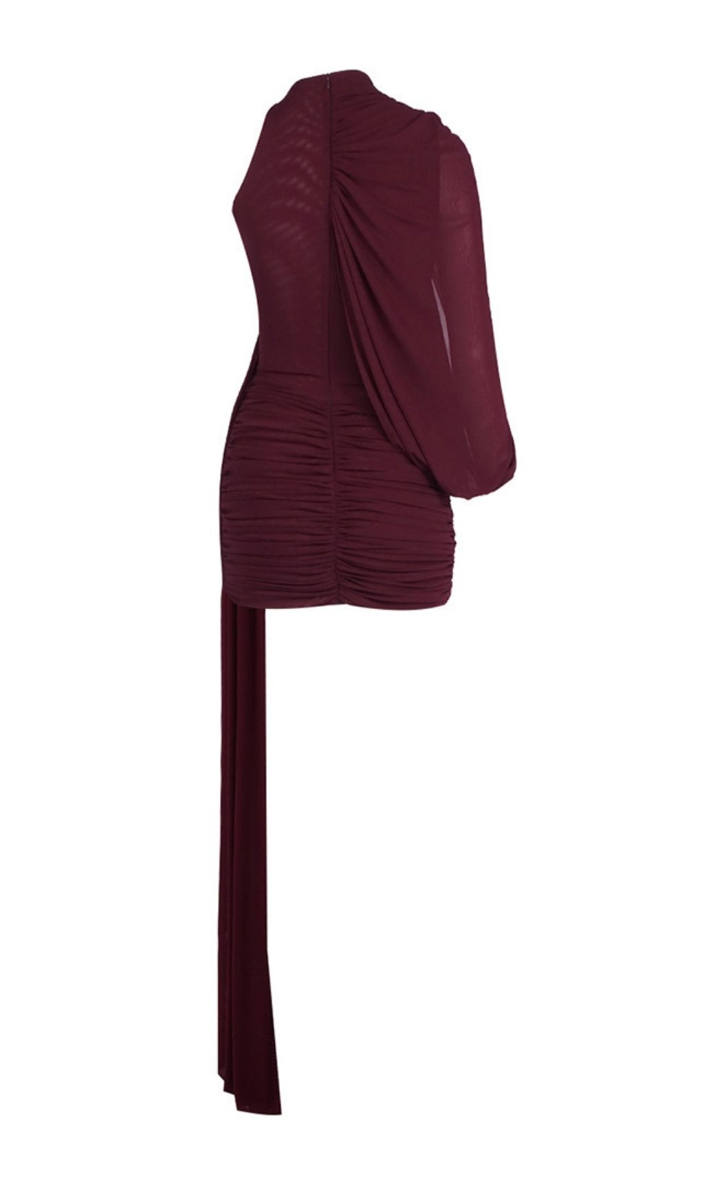 Lauralee Wine Ruched Mesh Cocktail Mini Dress - red, mesh, textured mini dress by OWNCI