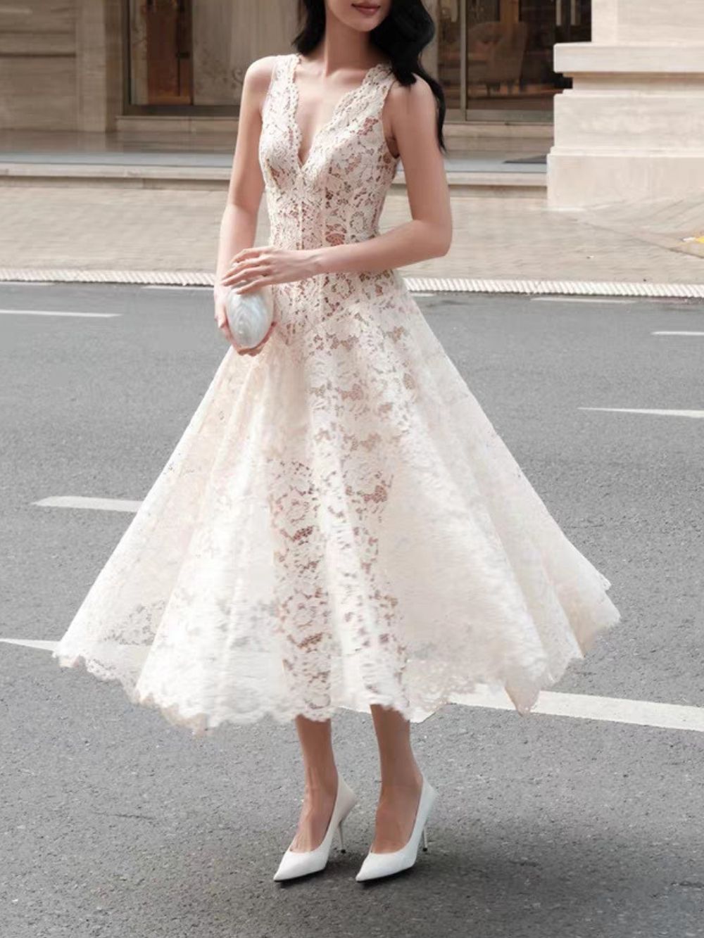 Macie Lace Maxi Dress With Cape
