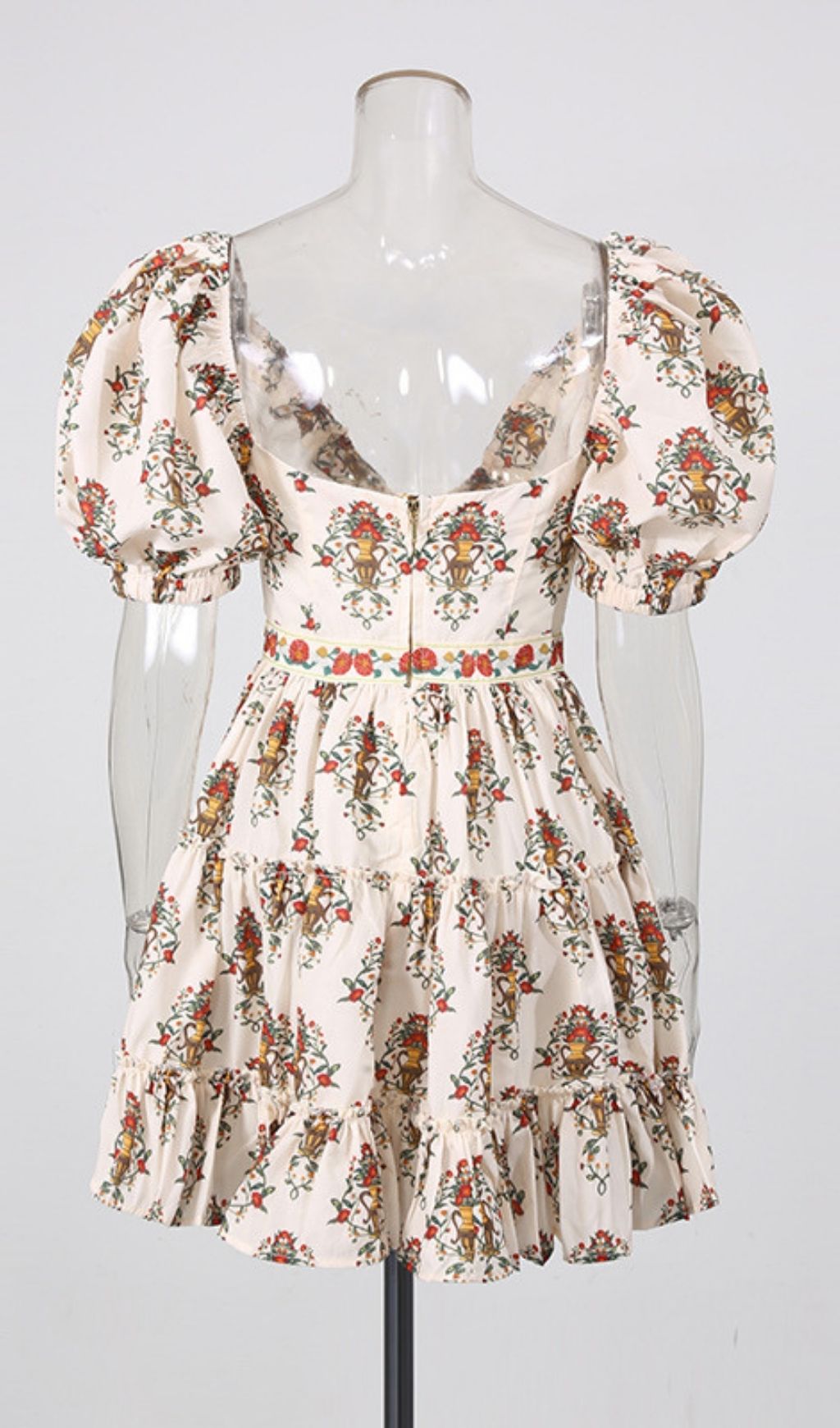 Fashionslee Women Leslye Printed Puff Sleeve Mini Dress
