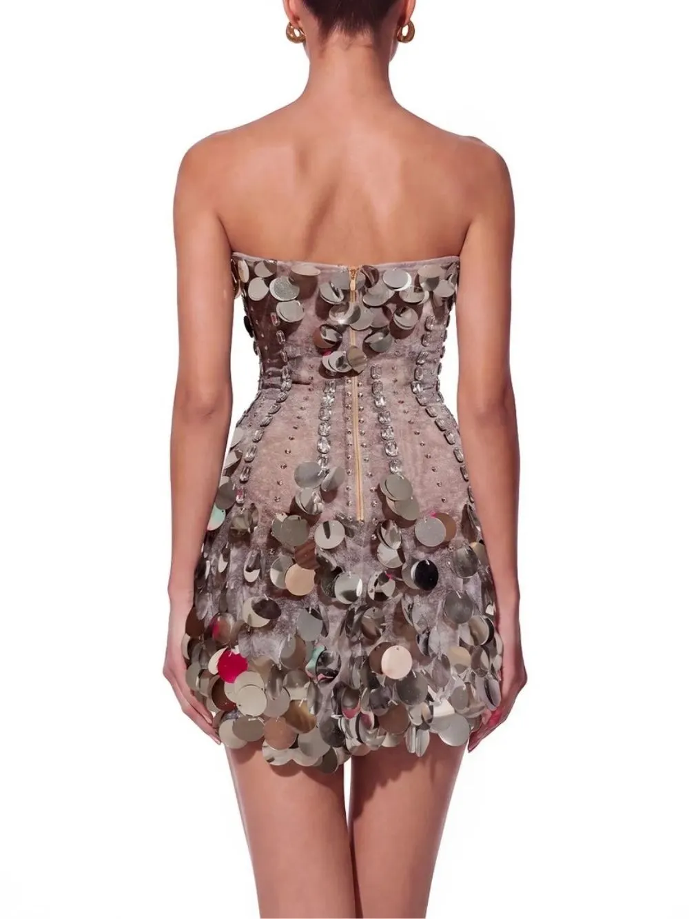 Kynoque Strapless Sequin Crystal Mini Dress - OWNCI