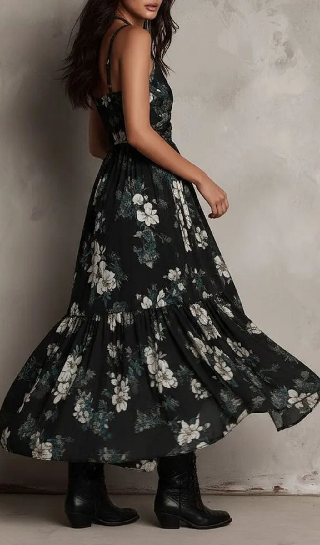1faf0778d2fc922e5ee17d0337625102.jpg Fashionslee Women Black Bohemian Floral Print Irregular Strapless Maxi Dress