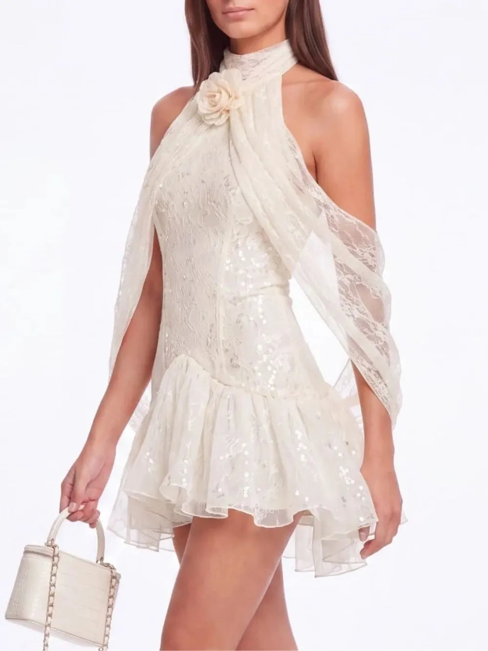 Tavriel Lace Sequin Flower Mini Dress - OWNCI Tavriel Lace Sequin Flower Mini Dress - OWNCI