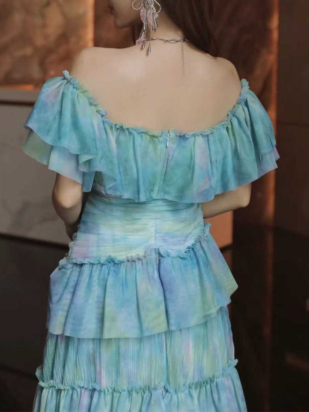 Mara Blue Ruffled Maxi Dress