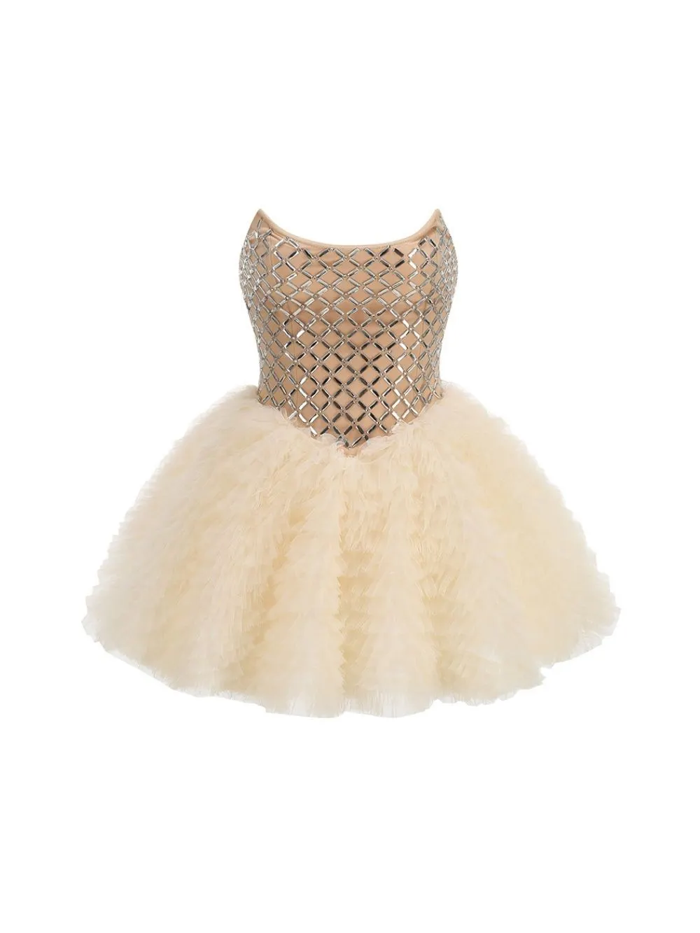 Maliah Strapless Crystal Mesh Mini Dress - OWNCI Maliah Strapless Crystal Mesh Mini Dress - OWNCI