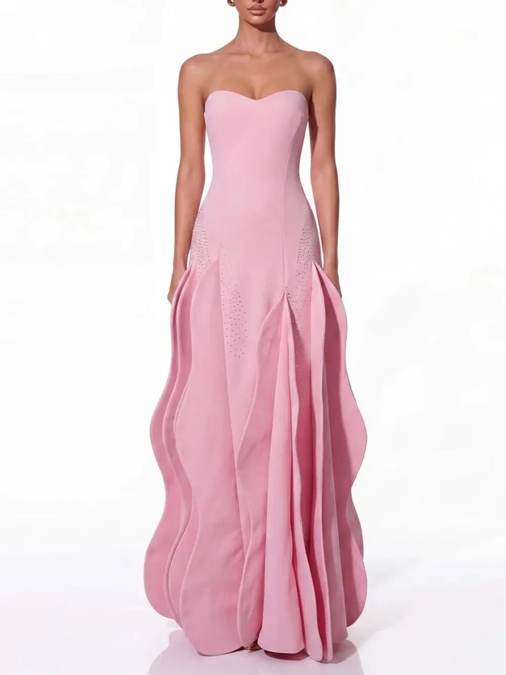 Noven Strapless Ruffle Maxi Dress