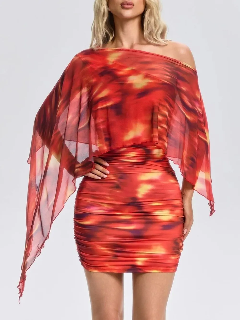 Sivex One Shoulder Printed Mini Dress - OWNCI