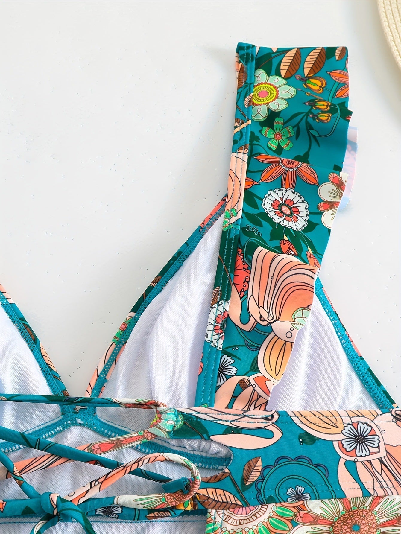 V-Neck Floral Print Ruffle Bikini - OWNCI V-Neck Floral Print Ruffle Bikini - OWNCI