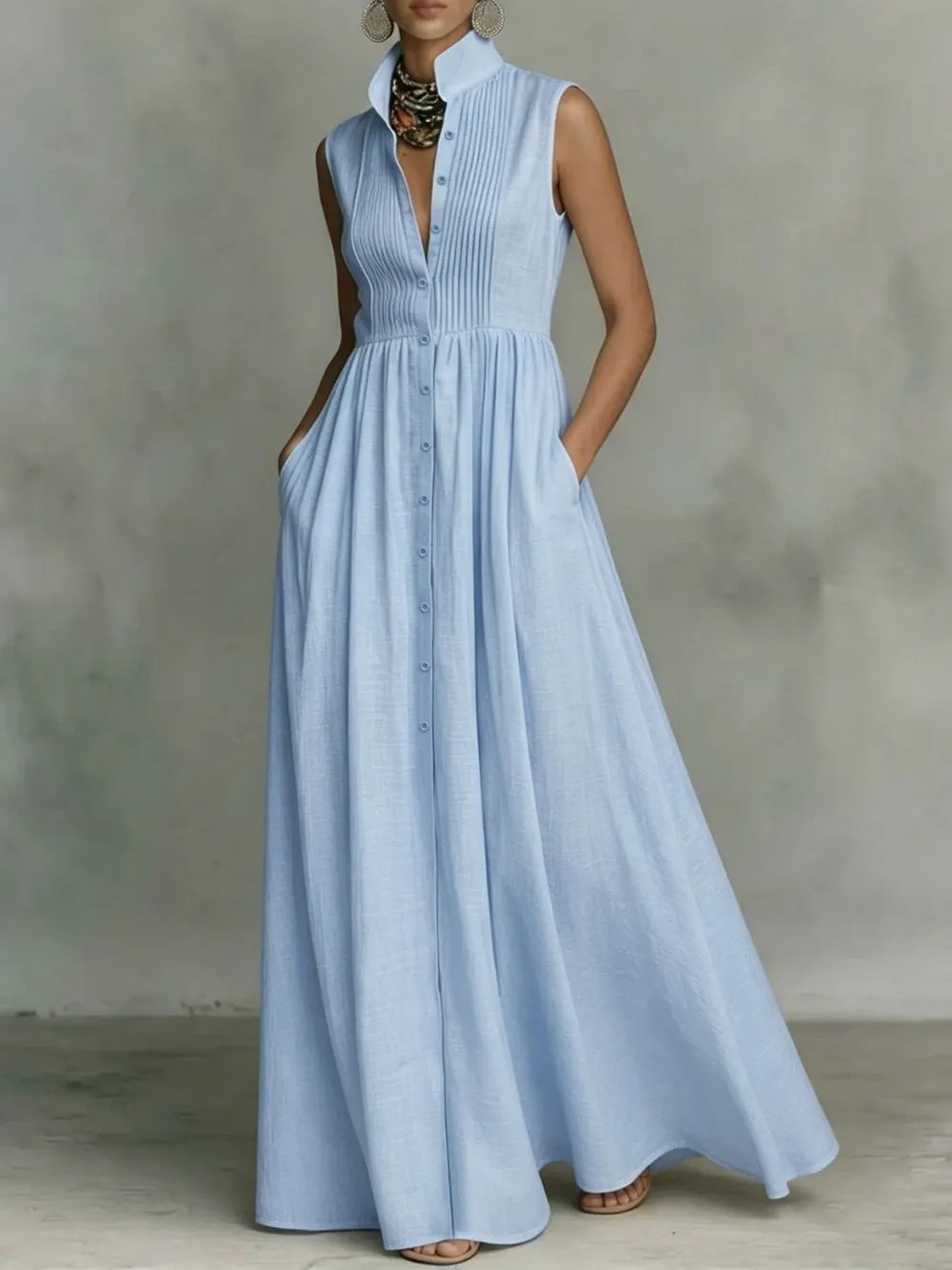 Marcela Blue Sleeveless Maxi Dress - OWNCI Marcela Blue Sleeveless Maxi Dress - OWNCI