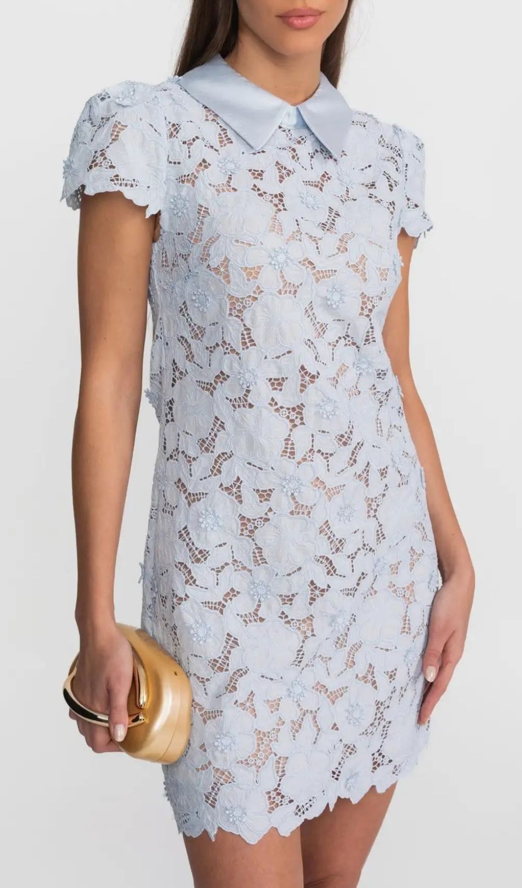 221b5bd3050458bc8bed6cc84336d754 Sylvia Light Blue Floral Lace Hollow Mini Dress With Satin Collar