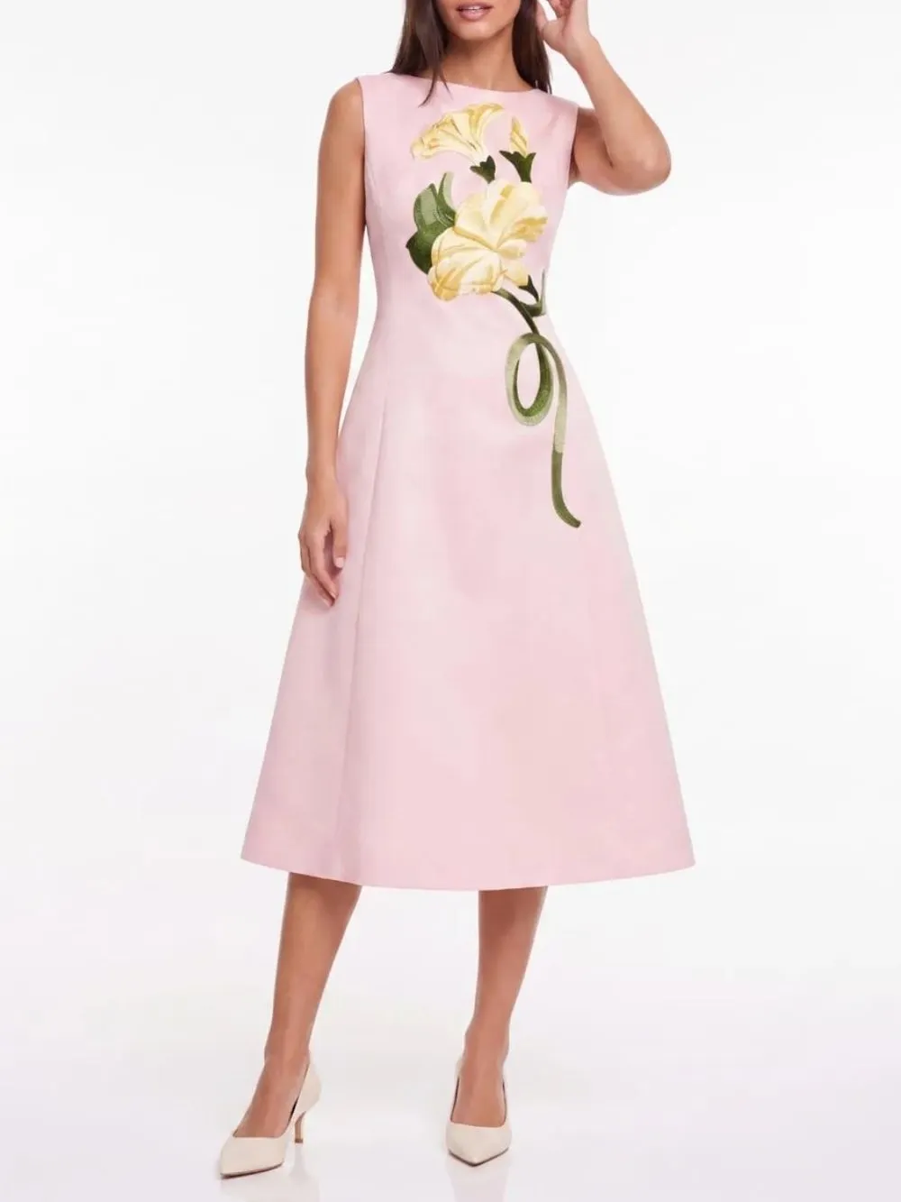Daryne Sleeveless Flower Midi Dress