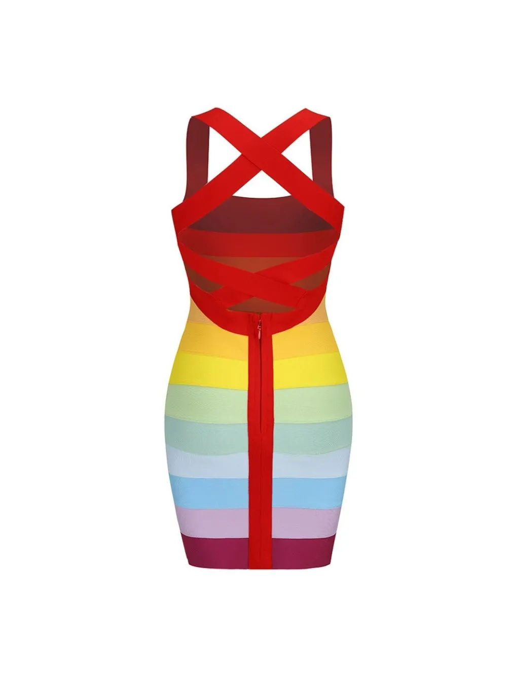 Rainbow Sleeveless Bandage Mini Dresses - OWNCI