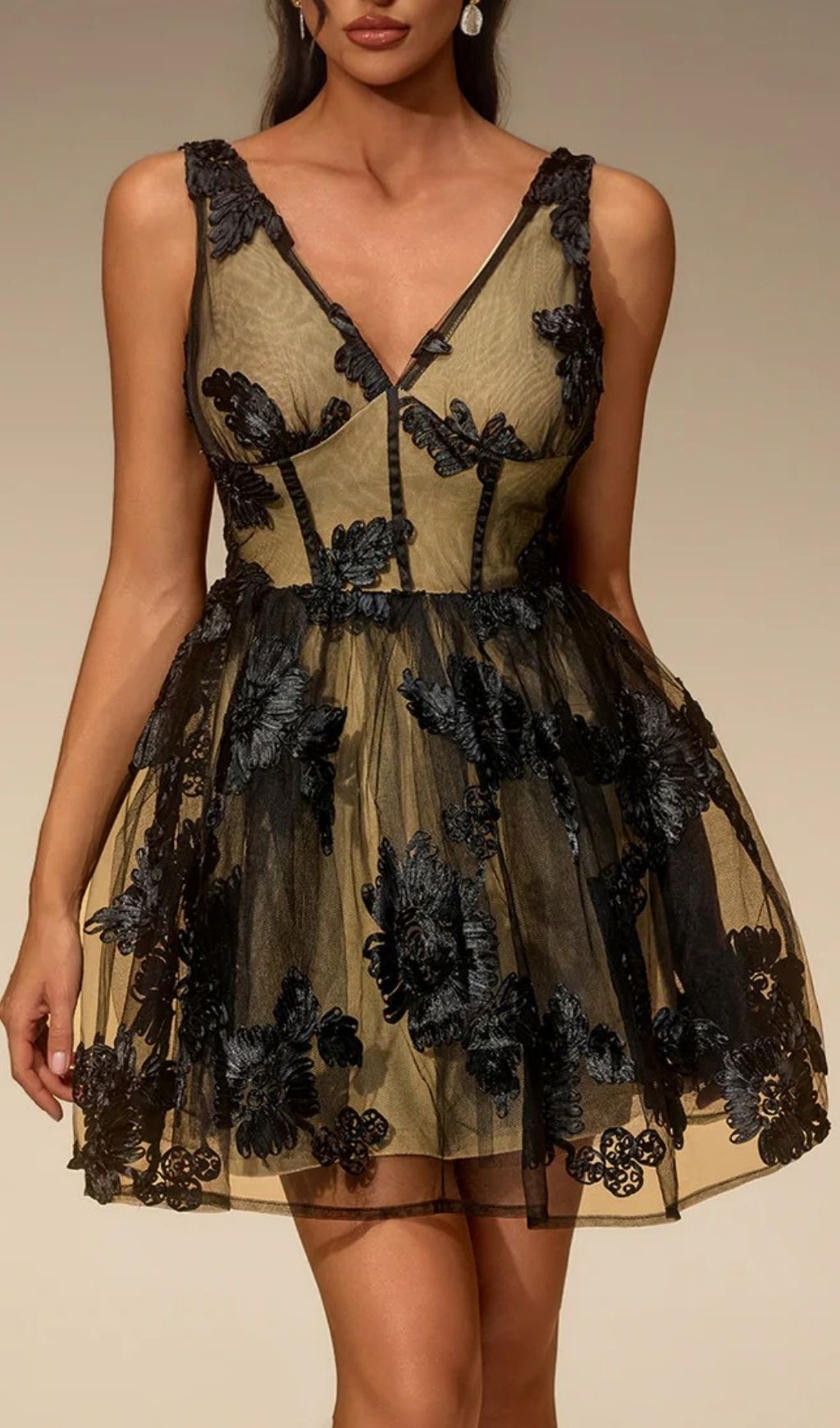 Fashionslee Women Eustacia V Neck Floral Mini Dress